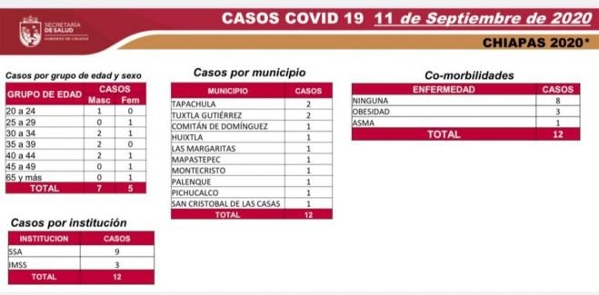 A 200 d&iacute;as de la pandemia, el saldo para Chiapas es de 6 mil 393 casos acumulados