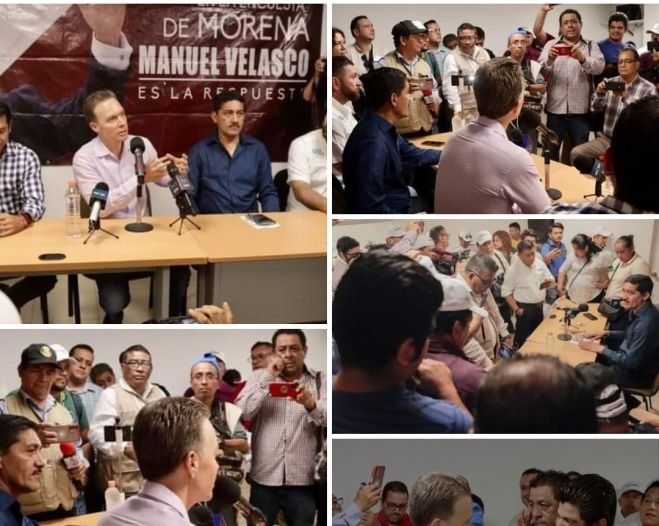 En su visita a Chiapas estuvo acompañado de su coordinador Enoc Hernández Cruz.