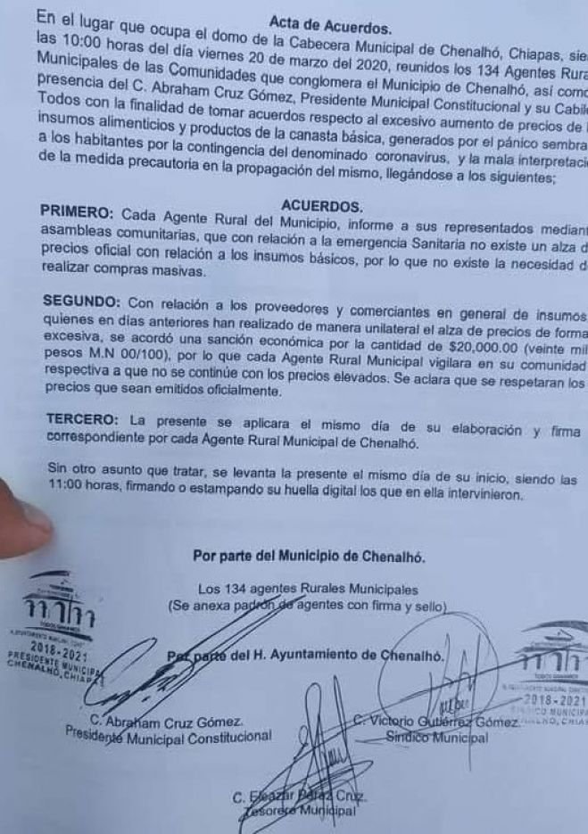 En Chenalhó sancionarán a comerciantes que eleven sus costos de productos de la canasta básica