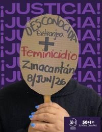 Colectiva 50+1 condena feminicidio en Zinacant&aacute;n
