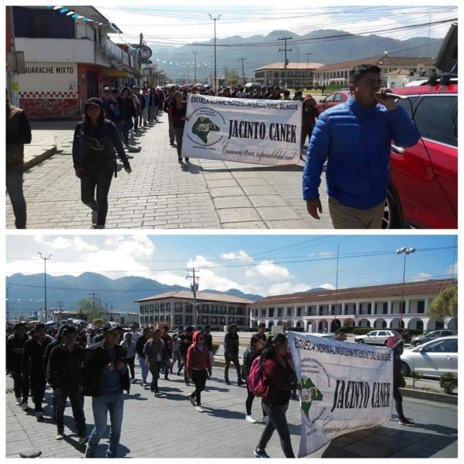 Maestros y normalistas marchan en San Crist&oacute;bal 