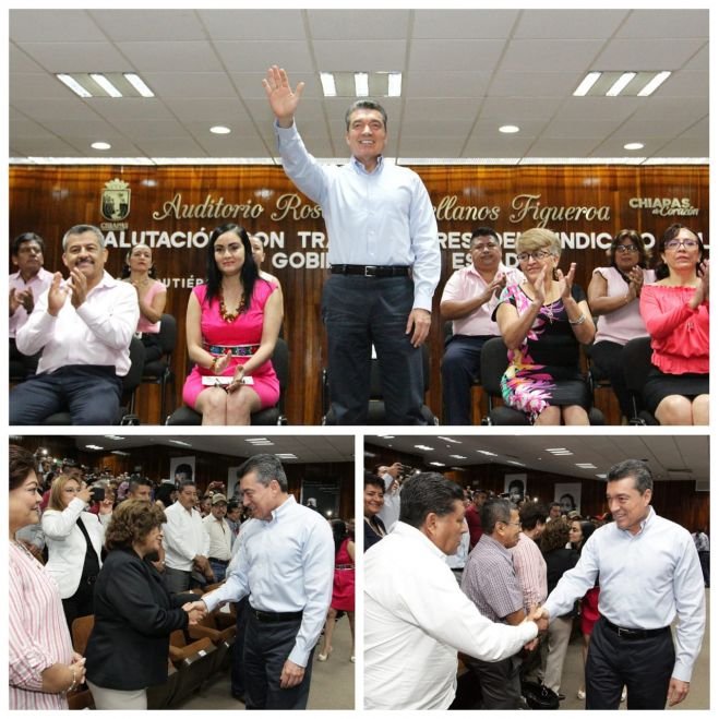 Refrenda Rutilio Escand&oacute;n compromiso con trabajadores y reconoce su contribuci&oacute;n al progreso de Chiapas