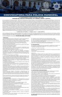 Lanzan convocatoria abierta para reclutamiento de policías municipales