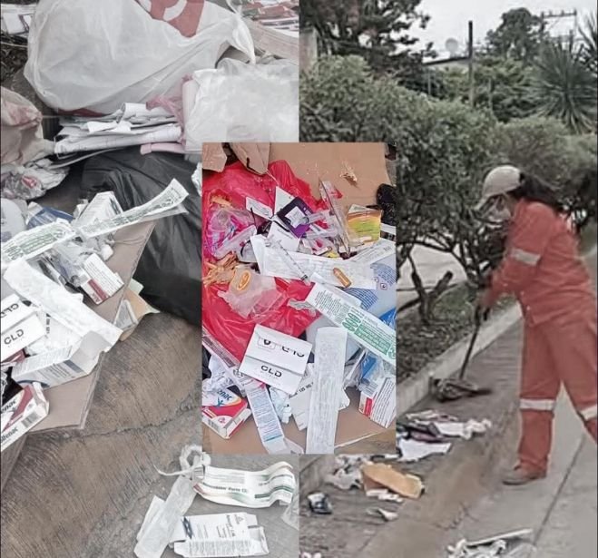 PERSONAS TIRAN JERINGAS, GASAS CON SANGRE UTILIZADAS, YA ESTÁN BUSCANDO AL RESPONSABLE. 