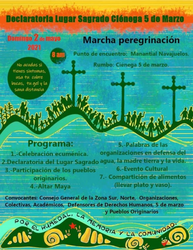 Declararán lugar sagrado la "Ciénega 5 de Marzo"