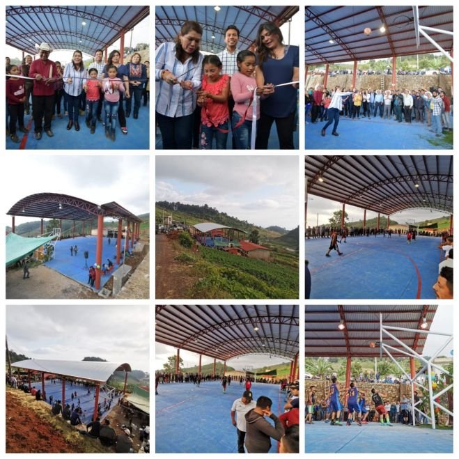 Inaugura presidenta Jer&oacute;nima Toledo cancha y domo en Pozo Colorado