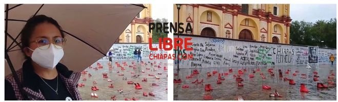 En San Cristóbal se expone "Zapatos Rojos" contra los feminicidios en México
