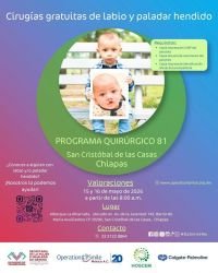 Anuncian cirug&iacute;as gratuitas de labio y paladar hendido en San Crist&oacute;bal de Las Casas